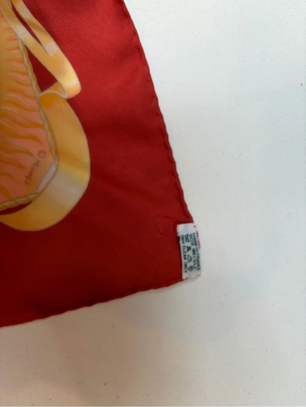 Hermes Red and Yellow Silk Scarf Corner Detail - Picture 3 of 10